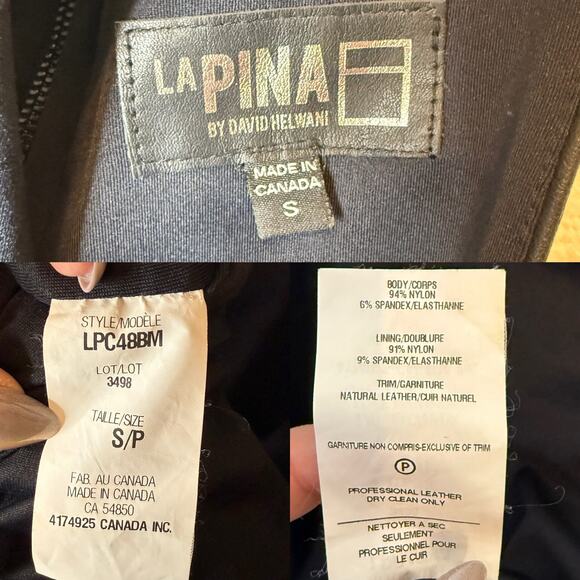 LaPina by David Helwani Leather and Fabric Bodycon Ruched Black Dress size Small - Picture 5 of 5
